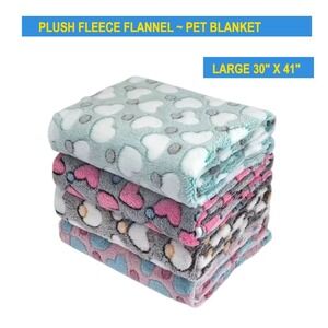 Warm Soft Plush Premium Fleece Pet Cat Dog Heart Blanket GREEN 41'x30" LARGE‎